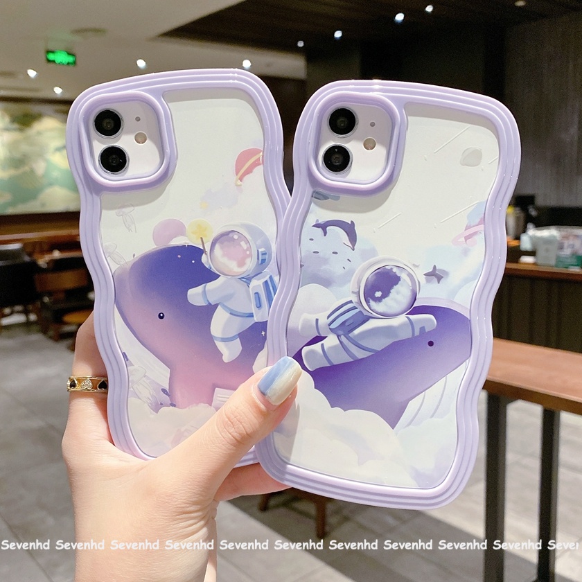 Ốp Điện Thoại Họa Tiết Hoạt Hình Cá Voi Phi Hành Gia 2 Trong 1 Cho iPhone 13 12 11 Pro Max SE2020 X XR XS Max 8 7 Plus