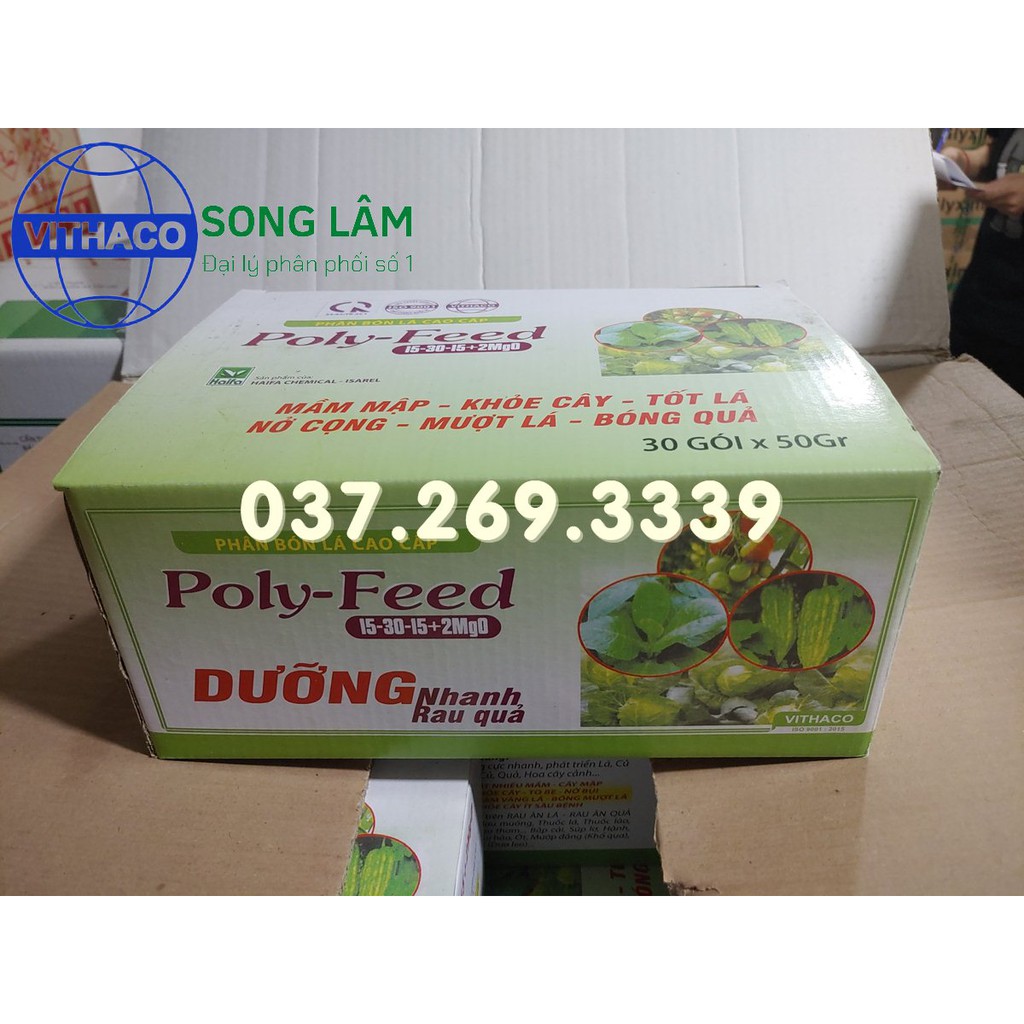 [VITHACO] Phân bón lá bổ sung NPK kích sinh trưởng cho rau củ quả, hoa kiểng Poly Feed [gói 50gr]