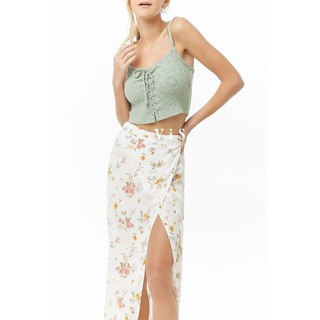 ÁO HAI DÂY CROPTOP XANH RÊU NỮ VNXK