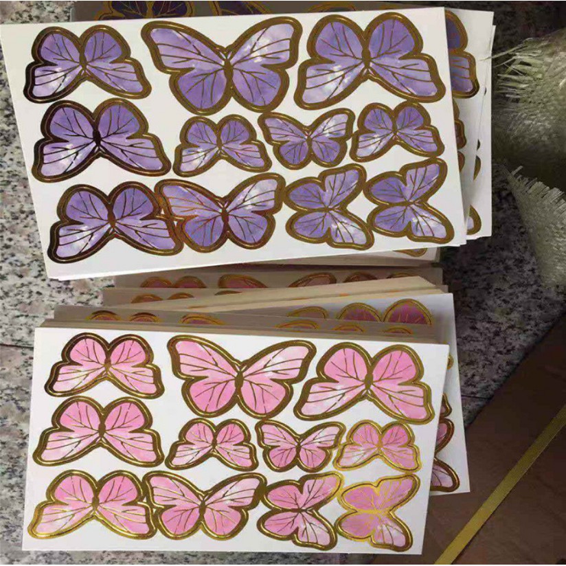 Set bướm giấy trang trí bánh sinh nhật (que sắt), bướm trang trí bánh kem