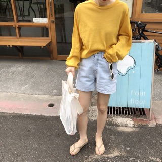 [ Order ] Ulzzang / áo len mỏng 2 màu trắng ,vàng