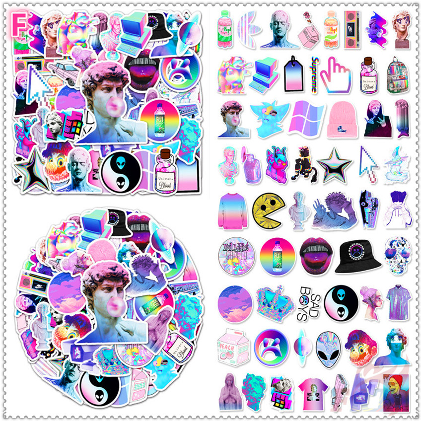 Bộ miếng dán chủ đề Vaporwave cá tính trang trí tiện dụng