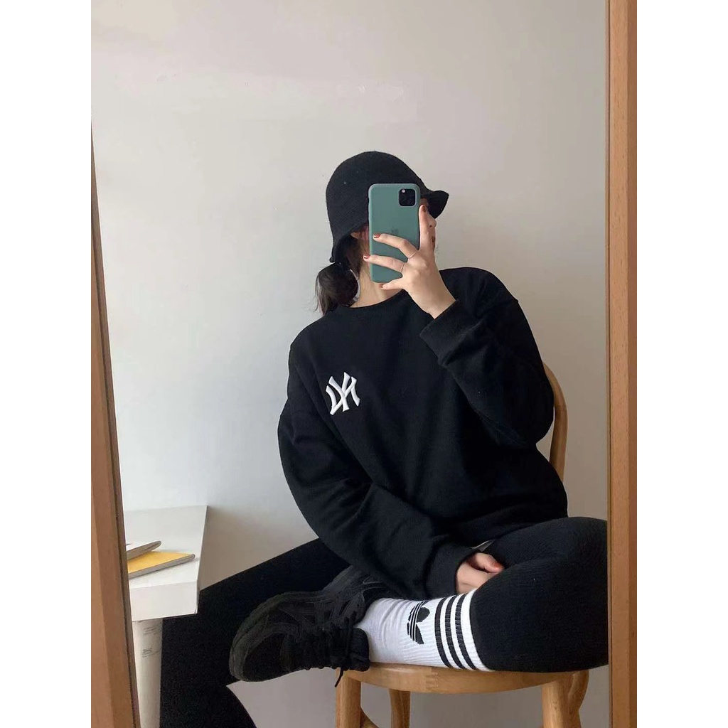 Áo sweater MLB Yankees cổ tròn in logo NY thời trang 2021