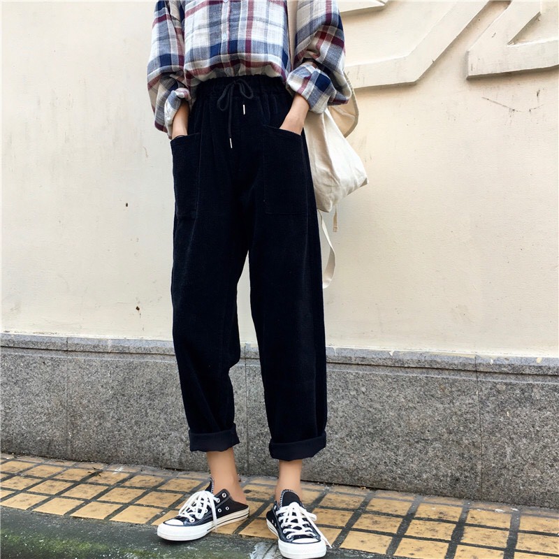 QUẦN BAGGY NỮ ỐNG XUÔNG CÓ TUI PHONG CÁCH SẮN GẤU, CHẤT KAKI - 2 MÀU THỜI TRANG BTQ545