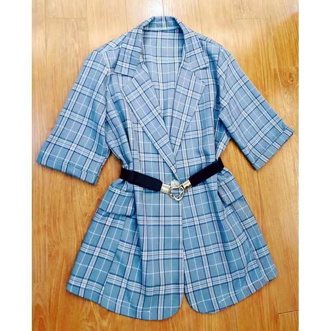 Áo vest hè kẻ sọc xám xanh