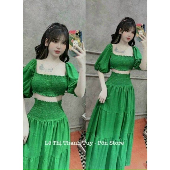 (SHOP BIGSIZE nữ 50kg đến 90kg ) SET ÁO VÁY MAXI đi du lịch cực xinh
