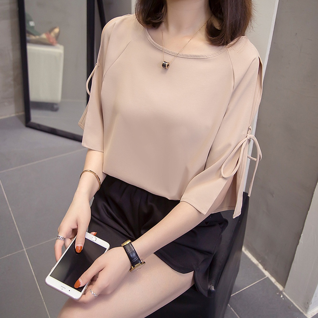 (TỔNG KHO LÂM ANH CHUYÊN SỈ) Áo sơ mi nữ chiffon tay nơ dịu dàng, thời trang trẻ, phong cách Hàn Quốc
