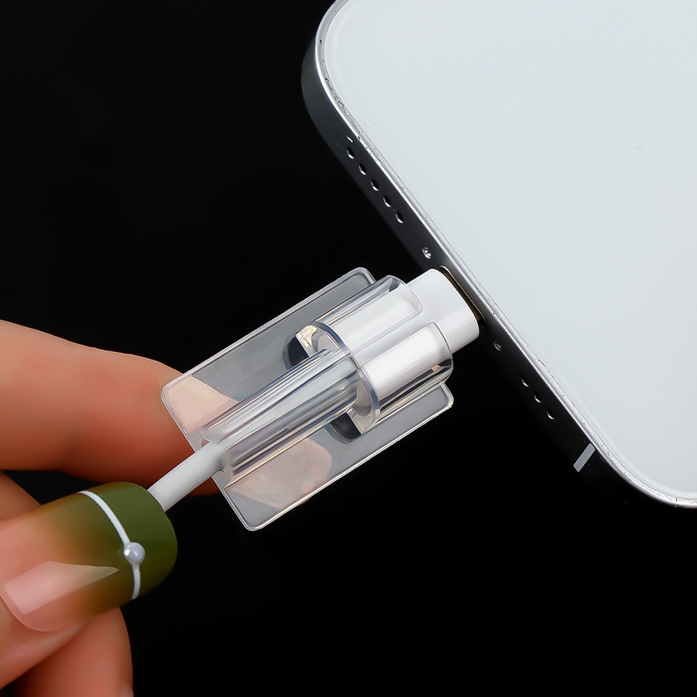 Set 1/5 Vỏ Nhựa TPU Trong Suốt Bảo Vệ Dây Cáp Sạc Điện Thoại iphone