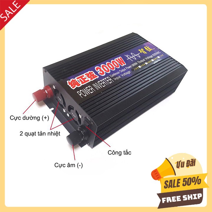 Bộ Đổi Nguồn Điện 3000W SIN CHUẨN 24V