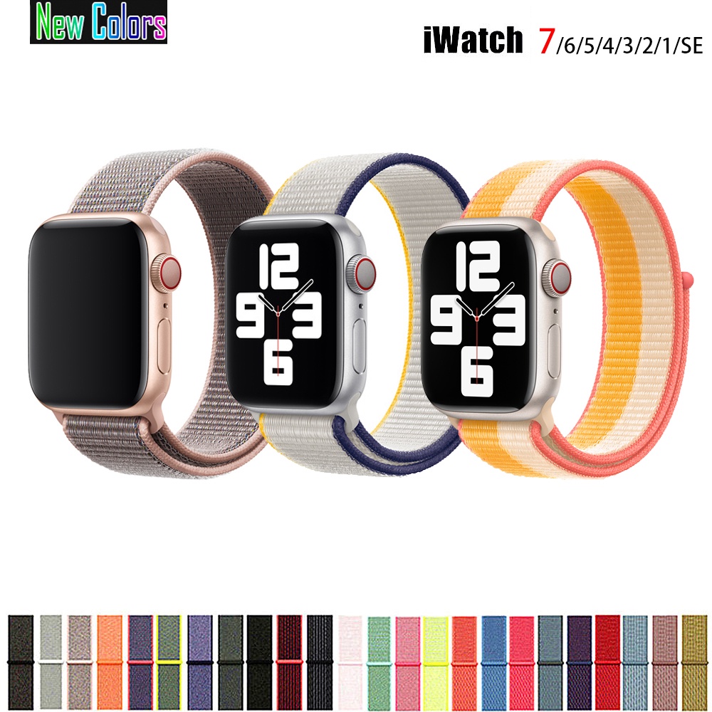 Dây đeo sợi nylon thể thao cho đồng hồ thông minh Apple Watch Series 7 6 SE 5 4 3 2 1 38mm 40mm 42mm 44mm 41mm 45mm