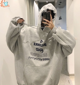 Áo hoodie tay dài dáng rộng thời trang Hàn Quốc