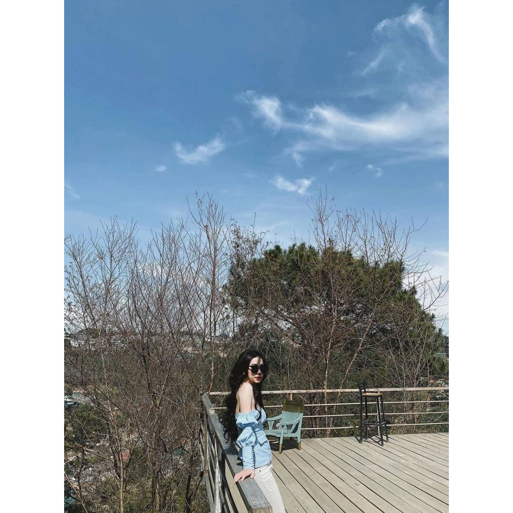 Áo Bẹt Vai Xanh Blue