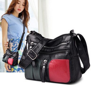 Túi xách nữ da mềm túi đen đỏ thời trang Hàn Quốc