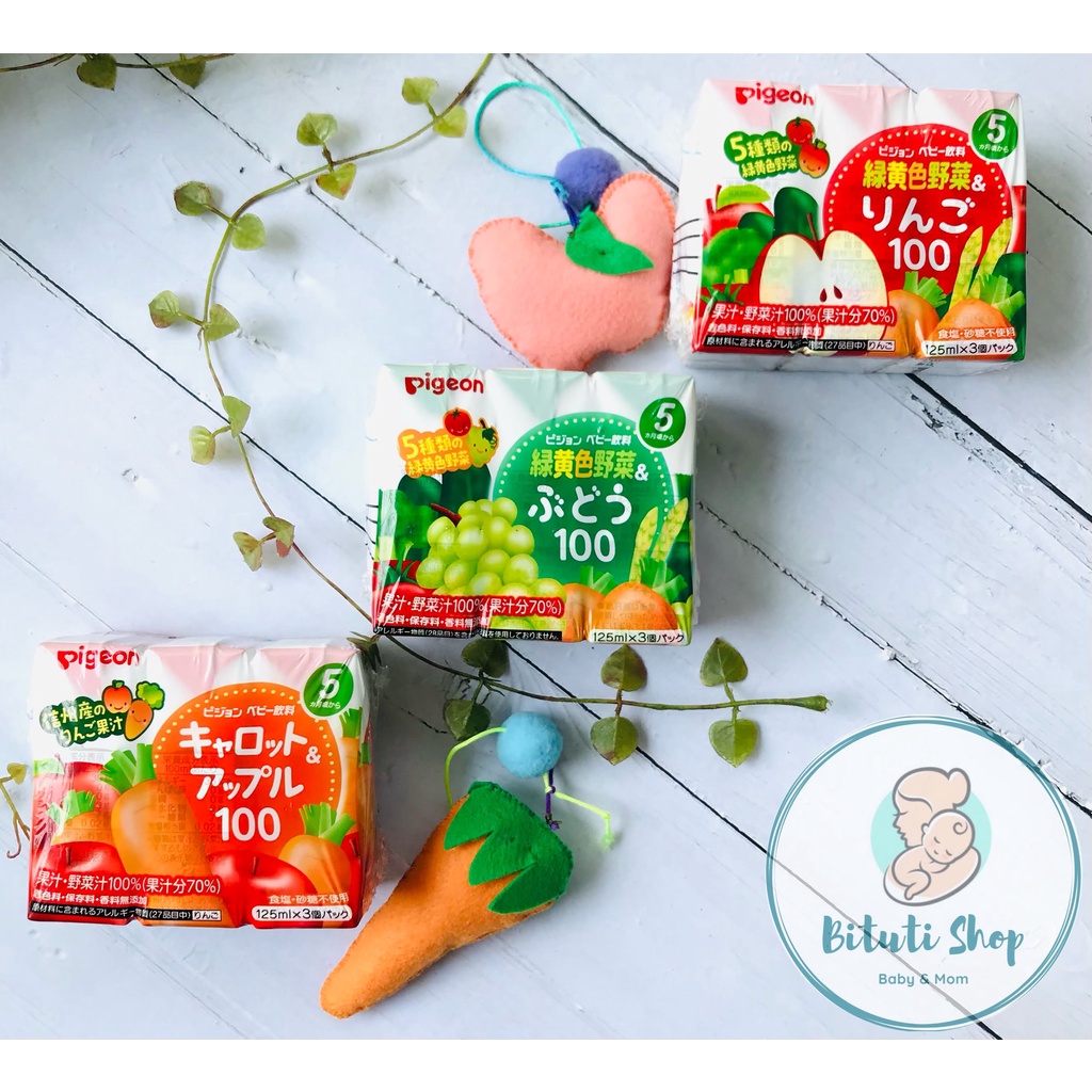 Nước ép trái cây Pigeon cho bé từ 5 tháng lốc 3hộp đủ vị - Bituti Shop