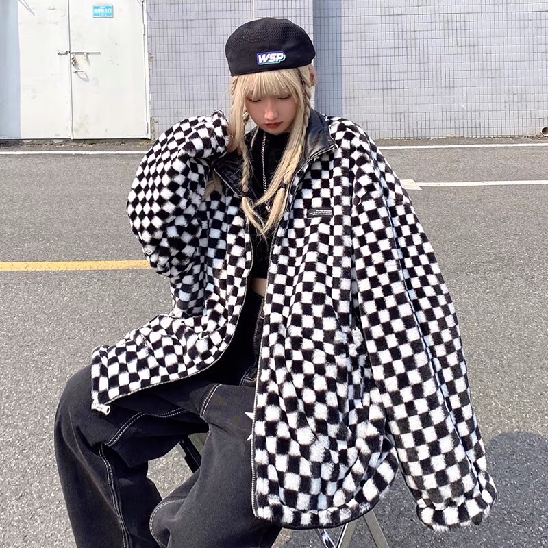 ÁO KHOÁC DA 2 MẶT KẺ CARO