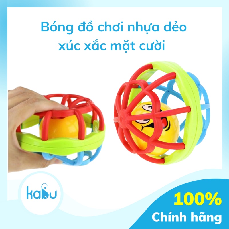 KABU - Bóng Đồ Chơi Xúc Xắc Nhựa Dẻo Mặt Cười Có Âm Thanh Vui Nhộn, Phát Triển Vận Động Tinh