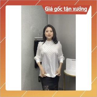 Áo sơ mi nữ trắng dài tay, áo nữ công sở, áo quần nữ cách điệu chất lụa cao cấp a25