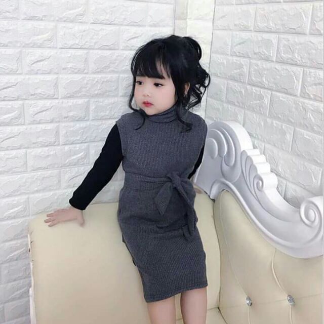 Set váy len tăm 2 chi tiết cho bé