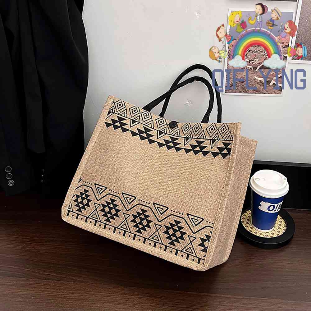 Túi Tote Đeo Vai Sức Chứa Lớn Họa Tiết Hình Học Cổ Điển Cho Nữ