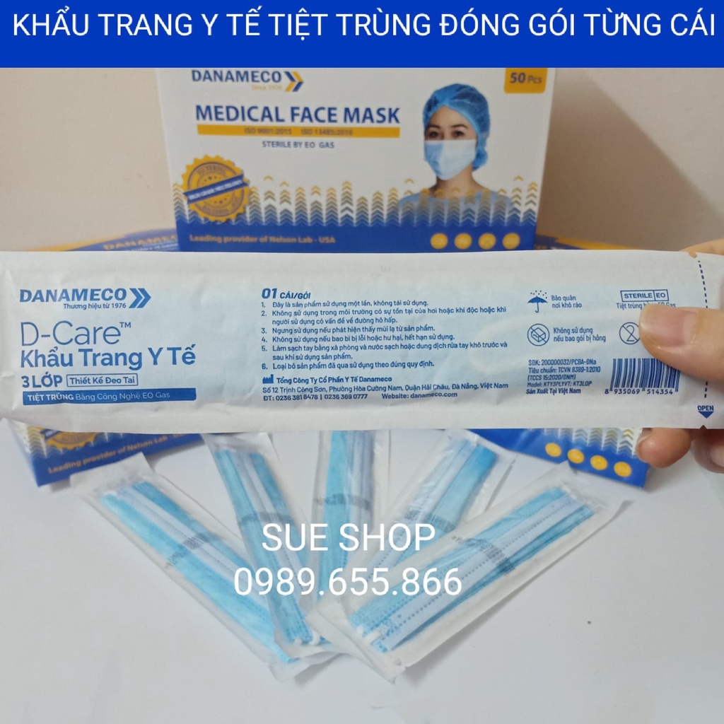 Khẩu trang DANAMECO tiệt trùng EO.GAS màng lọc cao cấp, đóng gói từng cái (GÓI 1 CÁI)
