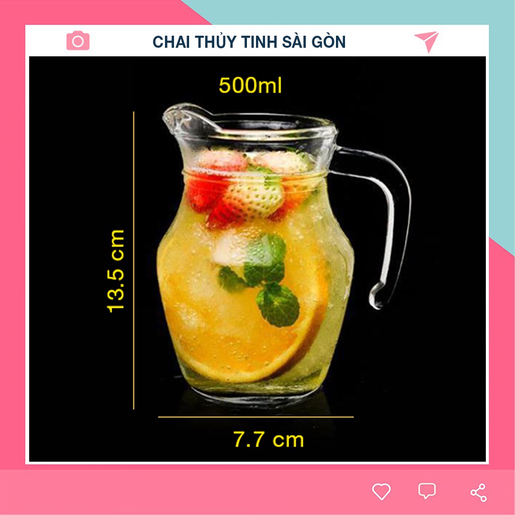 🍉LY THÁI LAN 🍉 Ly thủy tinh 500ml có quai cầm trơn