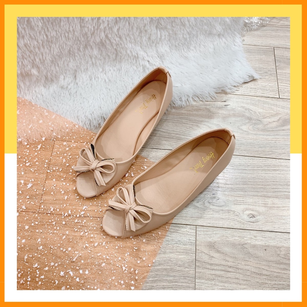 [Có bigsize 40-41] Giày Cao Gót, Giày Đế Vuông Hở Mũi Da Mềm Gót Vuông 3cm. Giày Hoàng Thanh G1 Nâu