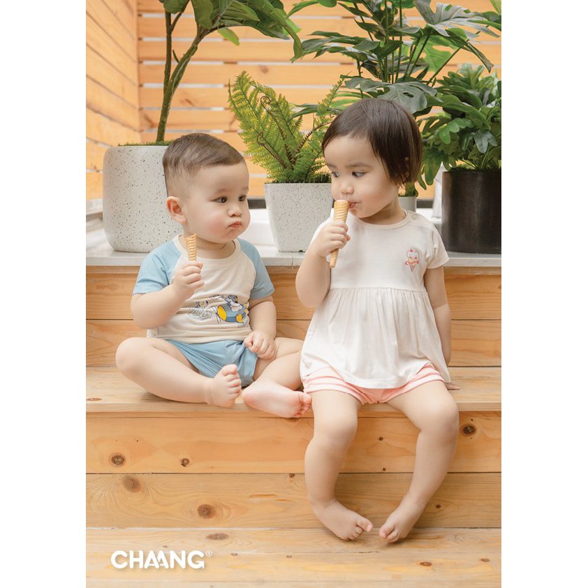 [CHAANG] Bộ Babydoll Summer hồng hãng Chaang, BST Chaang Summer 2021, quân áo trẻ em Chaang cotton an toàn cho bé