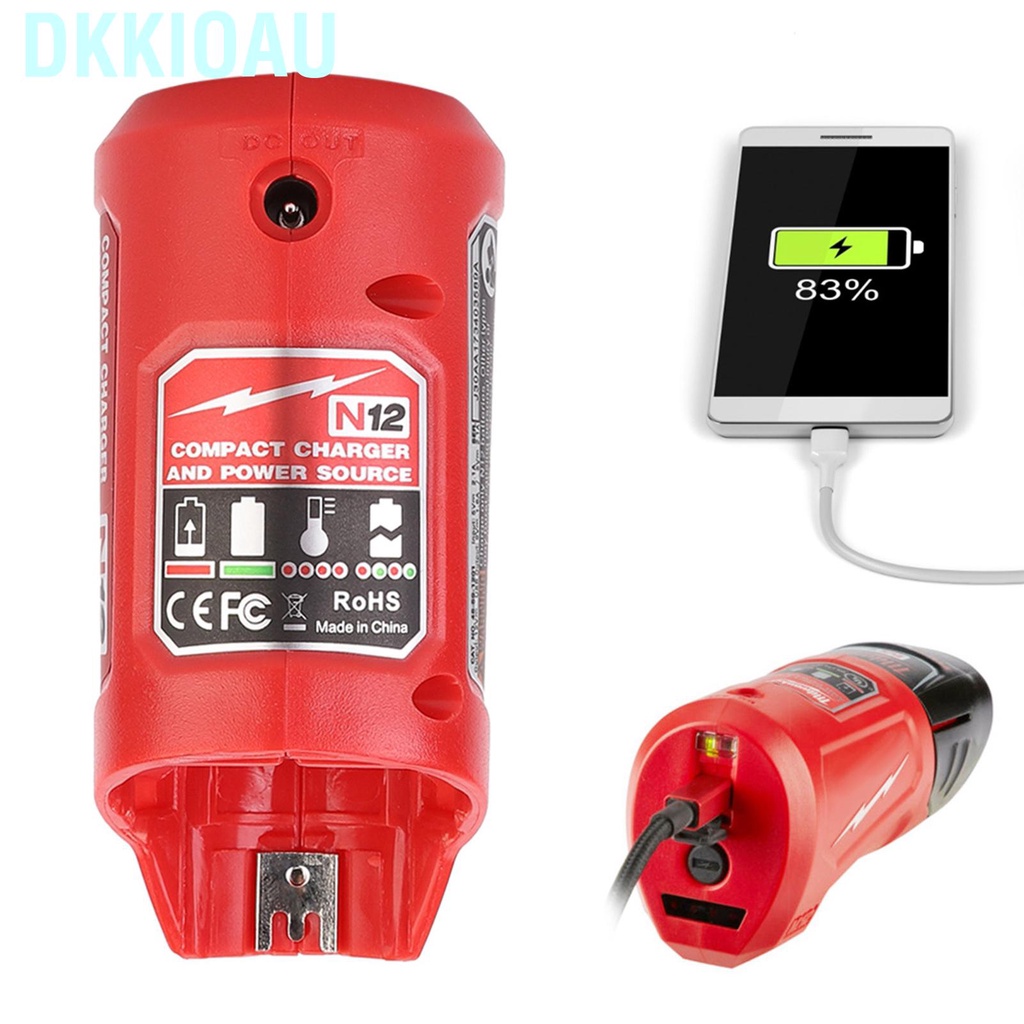 Dkkioau Portable USB Battery Charger and Power Source Fit for Milwaukee 48-59-1201 M12