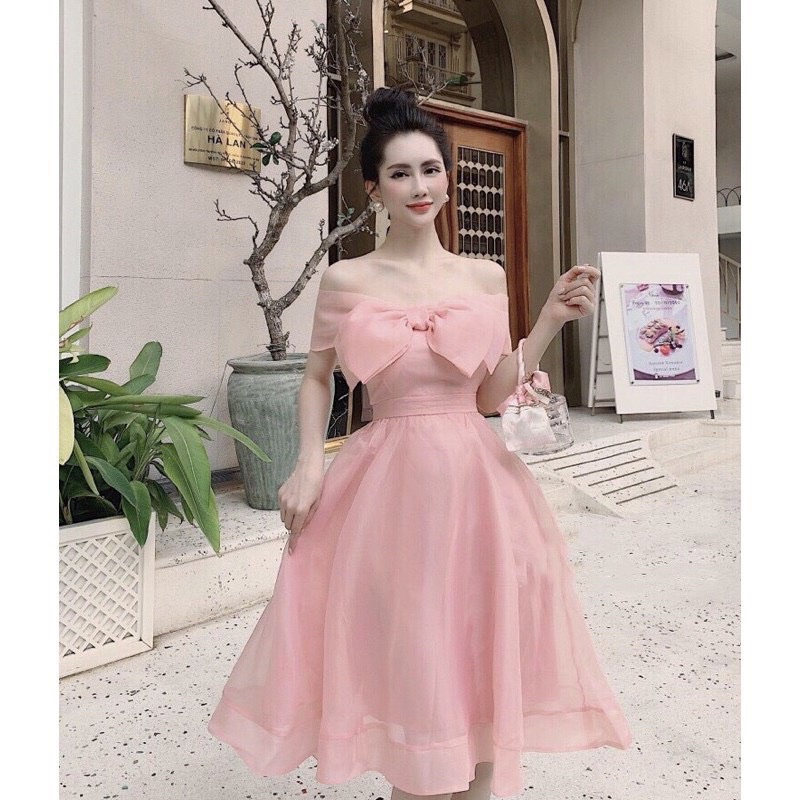 ĐẦM XÒE NỮ TRỄ VAI VOAN KIẾNG TAY DÀPHỐI NƠ NGỰC DỰ TIỆC ĐI CHƠI ĐẸP SANG QUYẾN RŨ