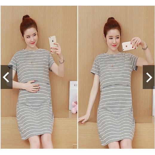 Đầm Bầu Sau Sinh Cho Con Bú Mềm Mại Thời Trang Tiện Lợi - Hàng Chính Hãng