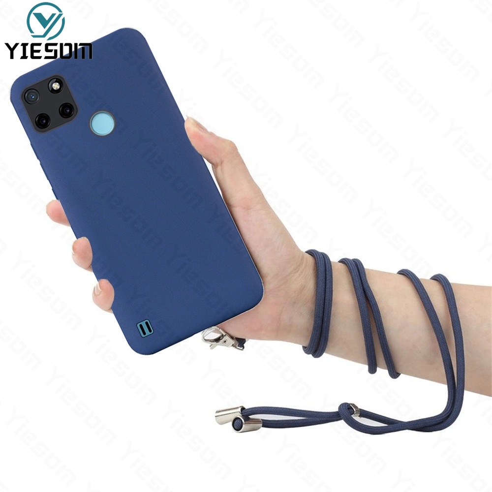 Ốp Điện Thoại TPU Mềm Màu Kẹo Có Dây Đeo Cổ Cho Oppo Realme C21Y C25Y C21 C15 C12 C20 C11 2021 C25 C25S