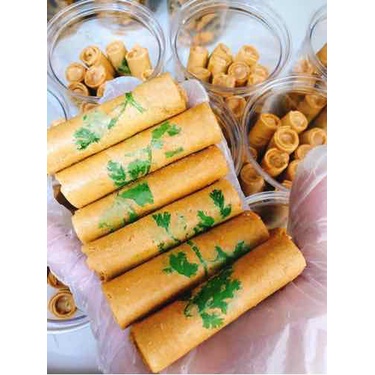 Bánh ống ngò nhân kem bơ đậu phộng thơm ngon pet 500gram ăn vặt nhà làm