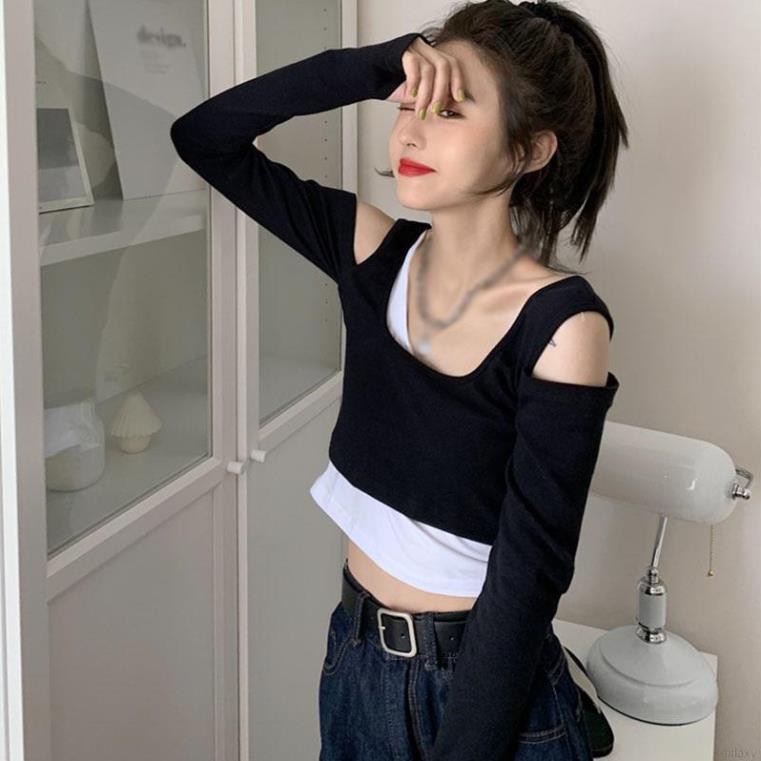 Áo thun hở vai dài tay thời trang Hàn Quốc cho nữ Đẹp *