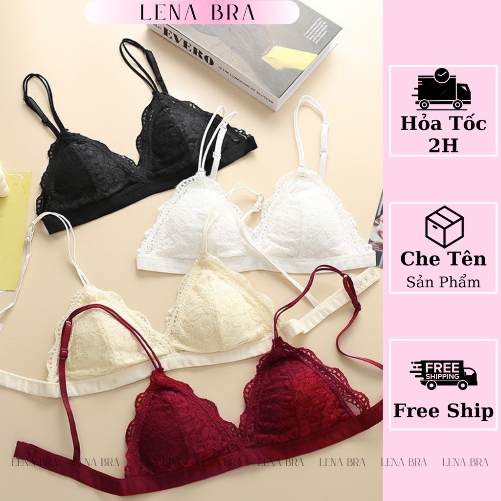 Áo lót nữ LENABRA,BR205- áo bra ren mỏng, đệm mút cotton thoáng mát, dây mảnh