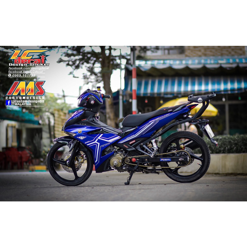 Tem rời Exciter 150 xanh chỉ trắng xám