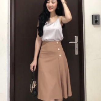 Chân Váy Dài Xếp Ly lệch tà H&Tdáng Chữ A phông cách công sở, Váy Công sở Xếp Li chữ A midi dáng dài
