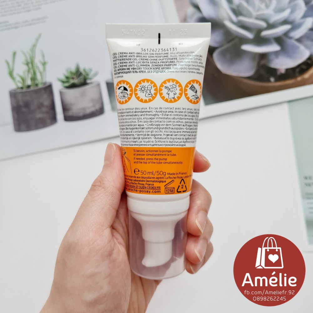 Kem chống nắng bảo vệ & kiểm soát bóng nhờn cho da dầu La Roche Posay Anthelios Anti-Shine Dry Touch Gel Cream SPF50