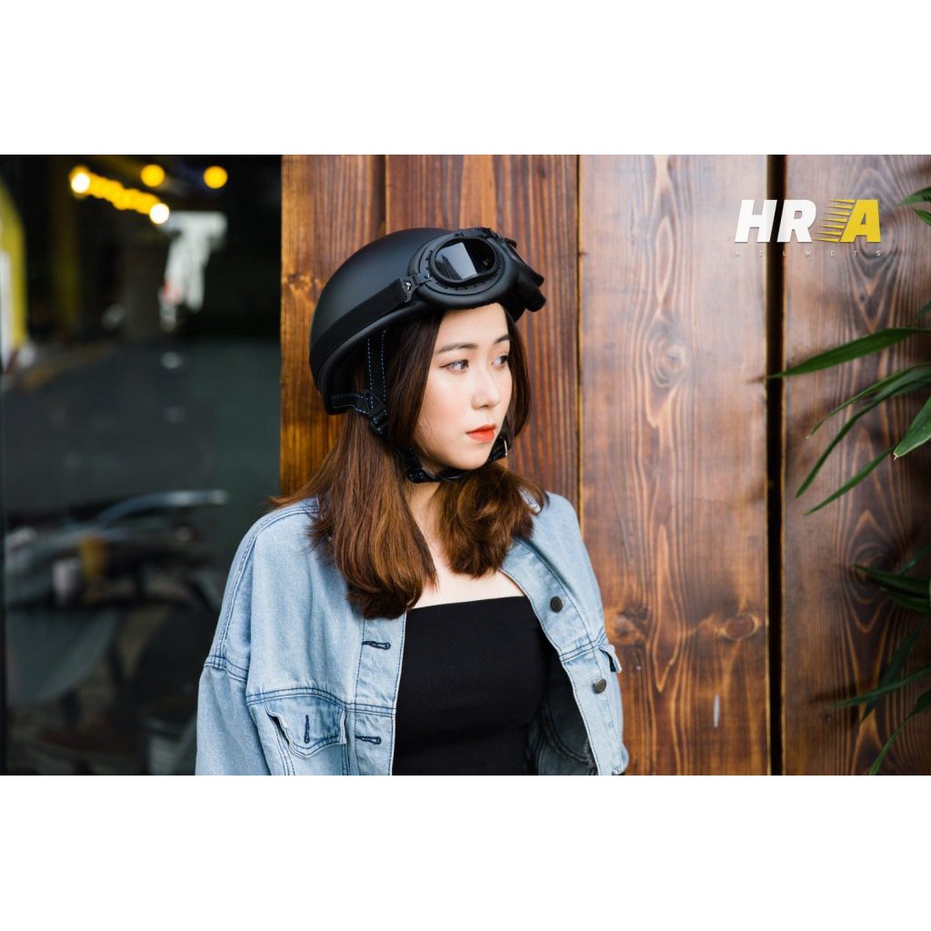 Mũ bảo hiểm nửa đầu cao cấp HRA – Màu trơn chưa kèm kính