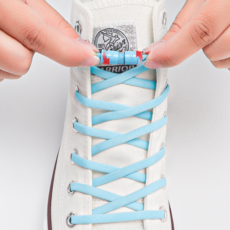 1 Cặp Dây Giày Co Giãn Khóa Kim Loại Không Cần Buộc Dành Cho Nam Nữ Tennis