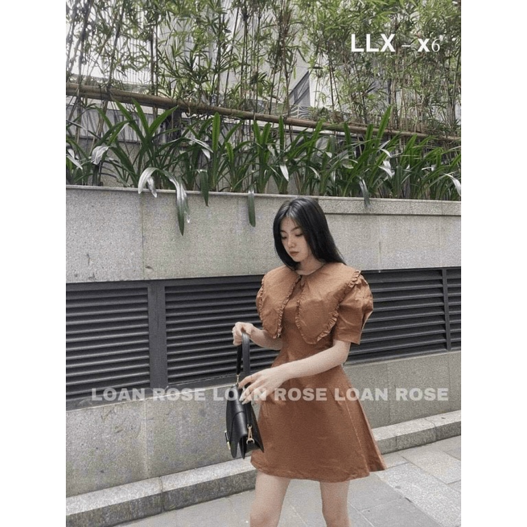 Đầm Nữ Dáng Ngắn Phối Lá Cổ Lớn Chất Đũi Nhăn Mặc Nhẹ Mát Dáng Xinh [NEW UNISEX]