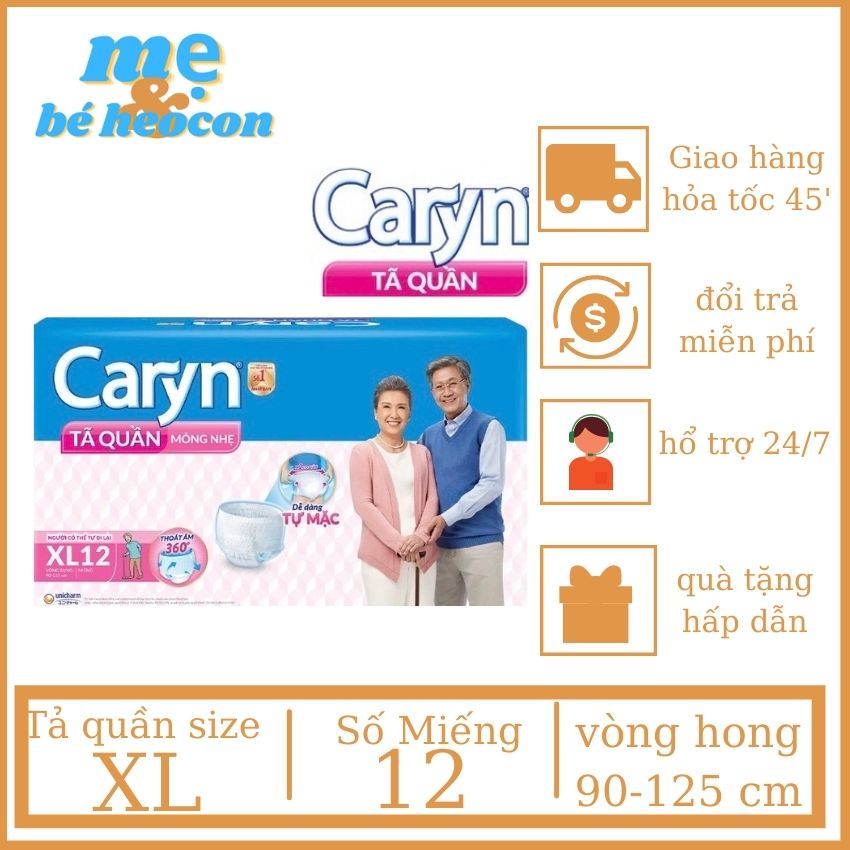 Tả Bỉm Quần Caryn Dành Cho Người Lớn Size XL12 Miếng + Mevabeheocon123