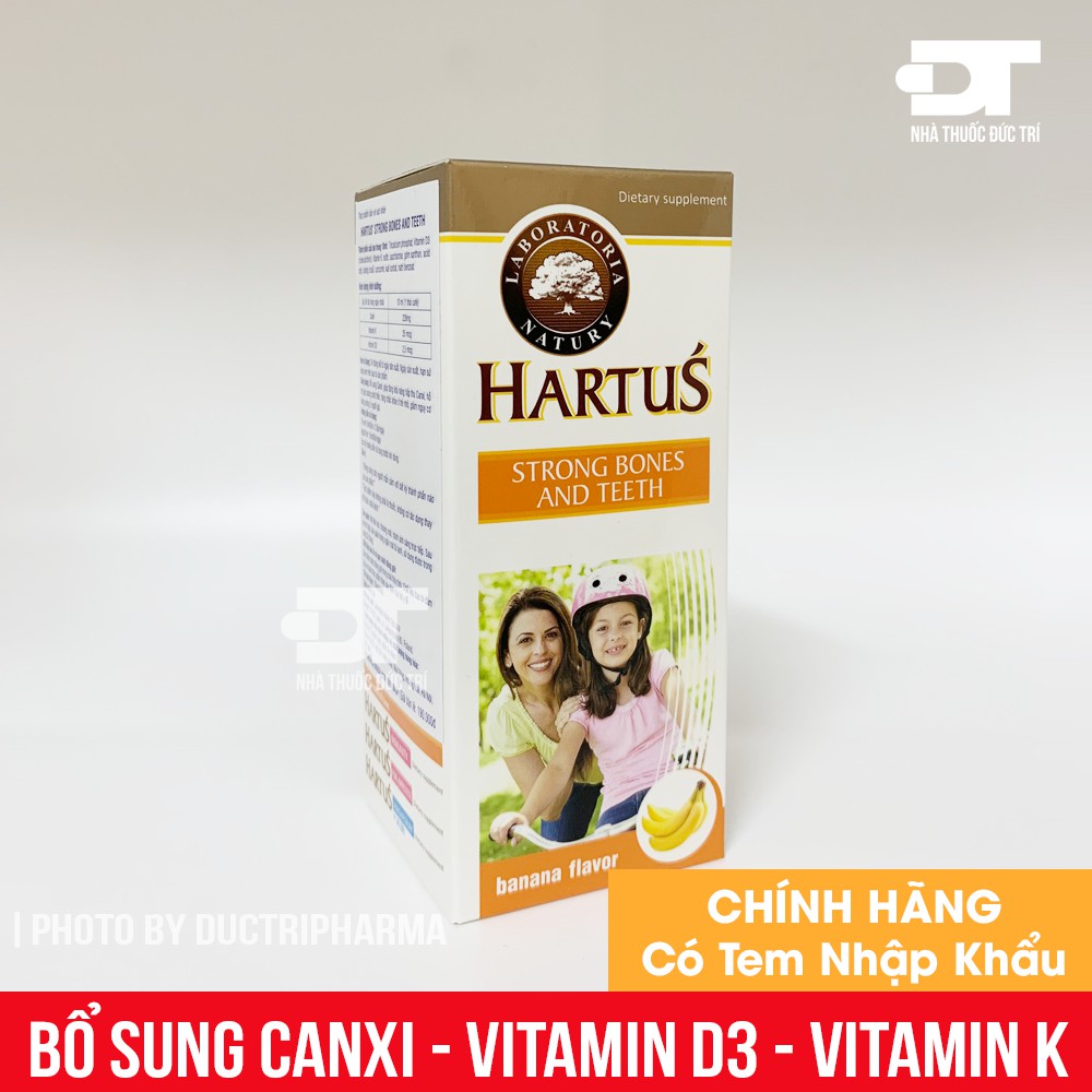 Hartus Canxi - Bổ sung canxi, vitamin D3, vitamin K, hấp thụ canxi tối đa nhờ Vitamin K (Lọ 150ml)