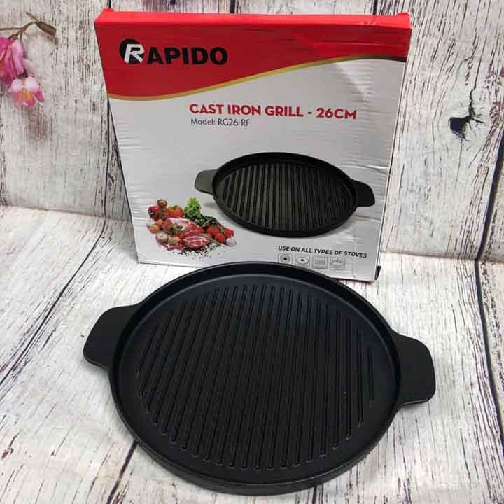 Chảo gang nướng Rapido 24cm, 26cm chống dính dùng được cho các loại bếp