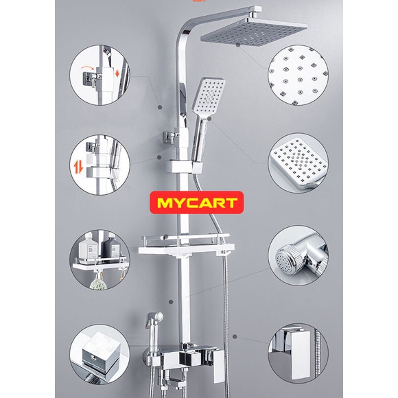 Bộ Sen cây tắm đứng, Sen vòi tắm nóng lạnh INOX 304 Cao cấp 4 Núm Xoay - Hàng mới 2022