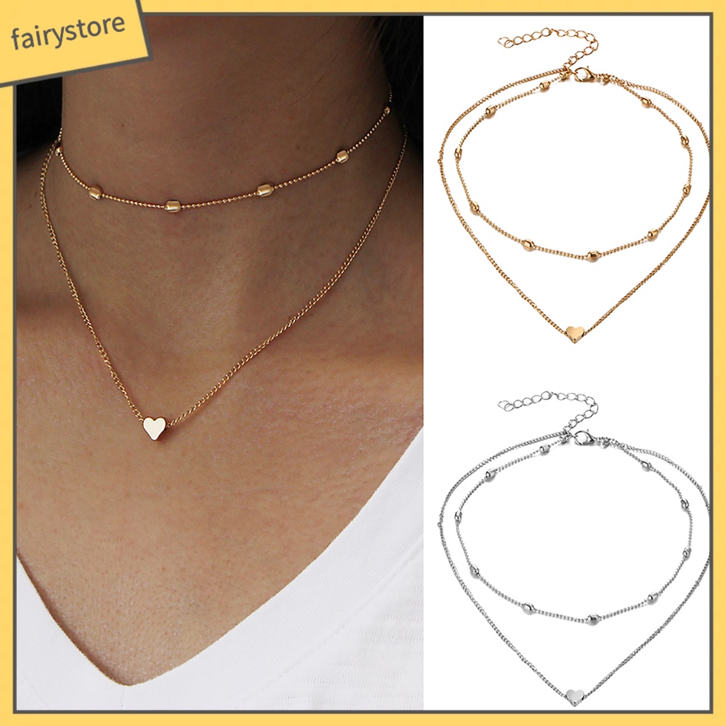 Dây Chuyền Choker Nhiều Lớp Mặt Hình Trái Tim Thời Trang Cho Nữ