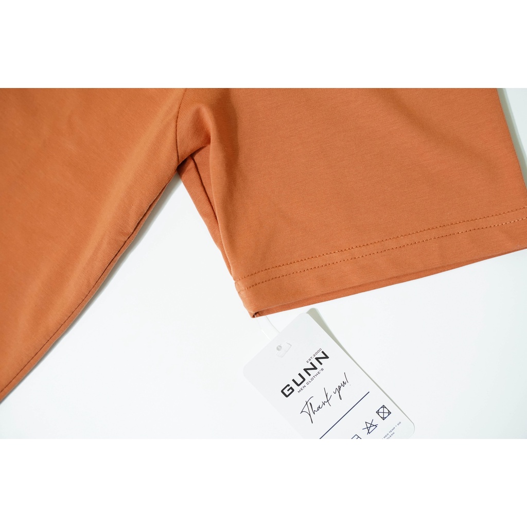 Áo Thun Trơn Basic Cổ Tròn Cotton 4 Chiều Cao Cấp, Co Giãn, Thoáng Mát, Thấm Hút Mồ Hôi - CAM ĐẤT - GUNN T-SHIRT