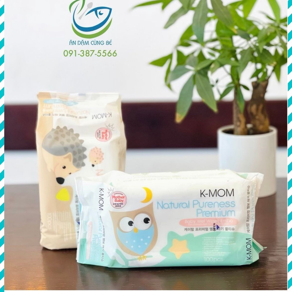 GIẤY ƯỚT CAO CẤP K-MOM HÀN QUỐC,GIẤY ƯỚT KHÁNG KHUẨN, KHĂN ƯỚT 100 CÁI