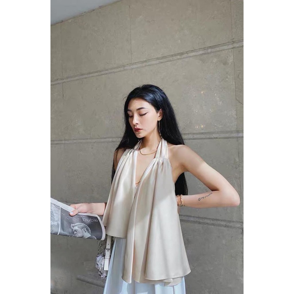Áo Yếm Layer Tà Cổ Lớn Design Top (NUDE)