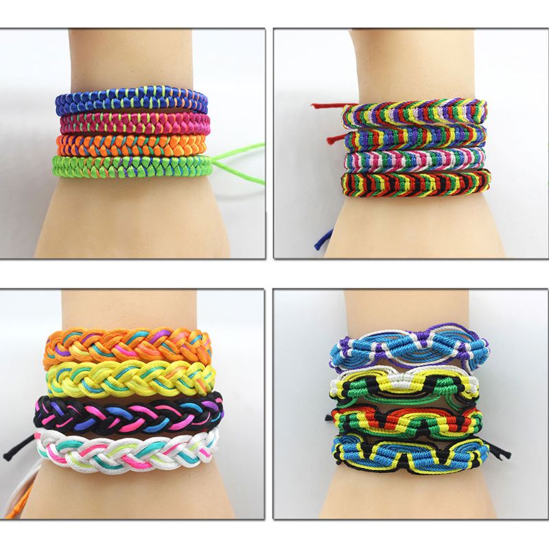 Set 10 Vòng Tay Bện Sợi Thủ Công Nhiều Màu Sắc Tùy Chỉnh Tiện Dụng
