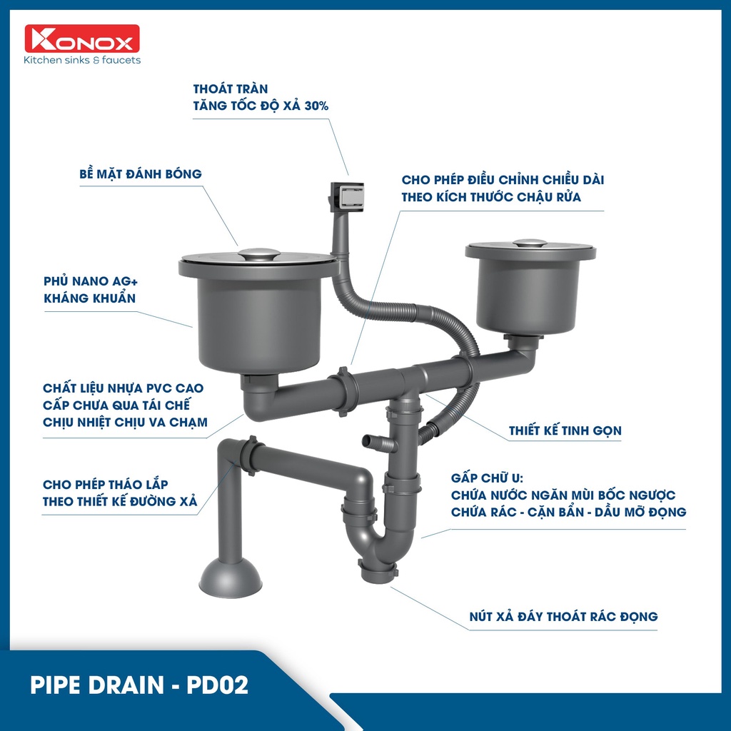 Ống thoát nước KONOX - Pipe Drain PD01 - 1.5inch